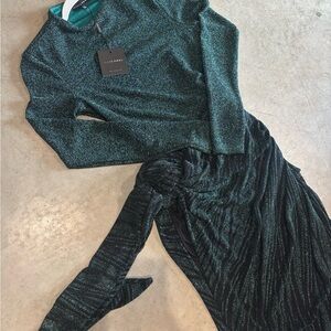 JLux Green Shimmer Dress with bodysuit